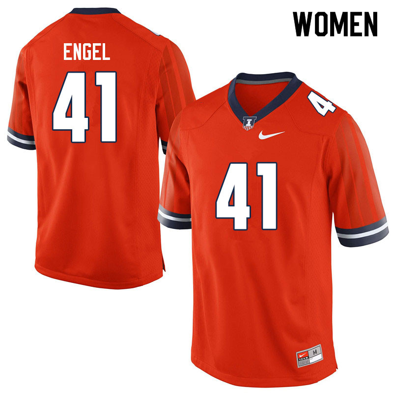 Women #41 Preston Engel Illinois Fighting Illini College Football Jerseys Sale-Orange
